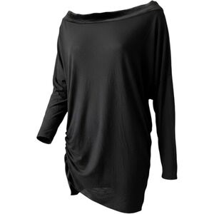 Tom Ford Womens Off Shoulder Ruched Velvet Trim Top‎ Black TSJ246 Size 38